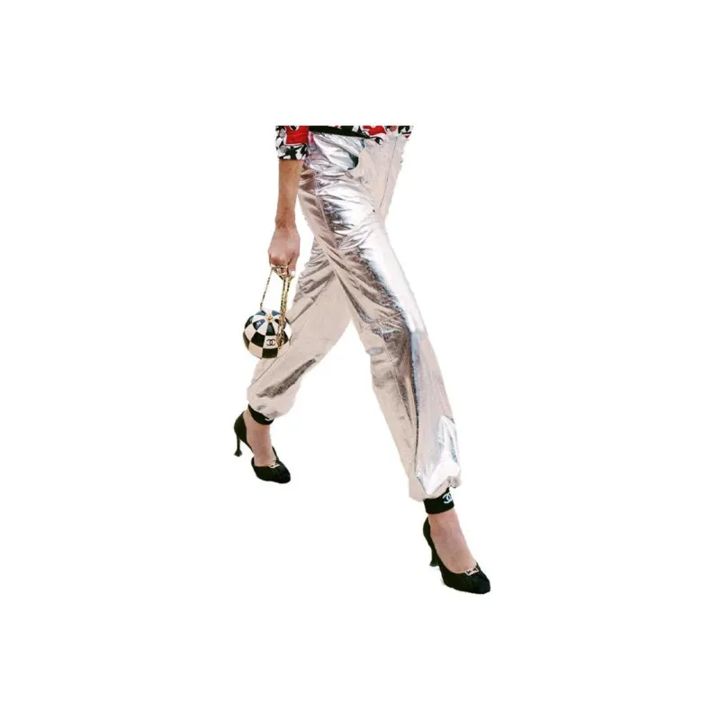 CHANEL Casual Pants Women's Silver-1