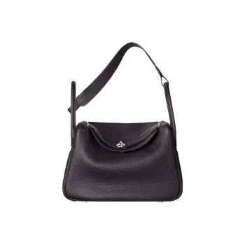 HERMES Lindy Taurillon Clemence Leather Handbag Shoulder Bag Women's 3W Prunoir Dark Reddish Purple