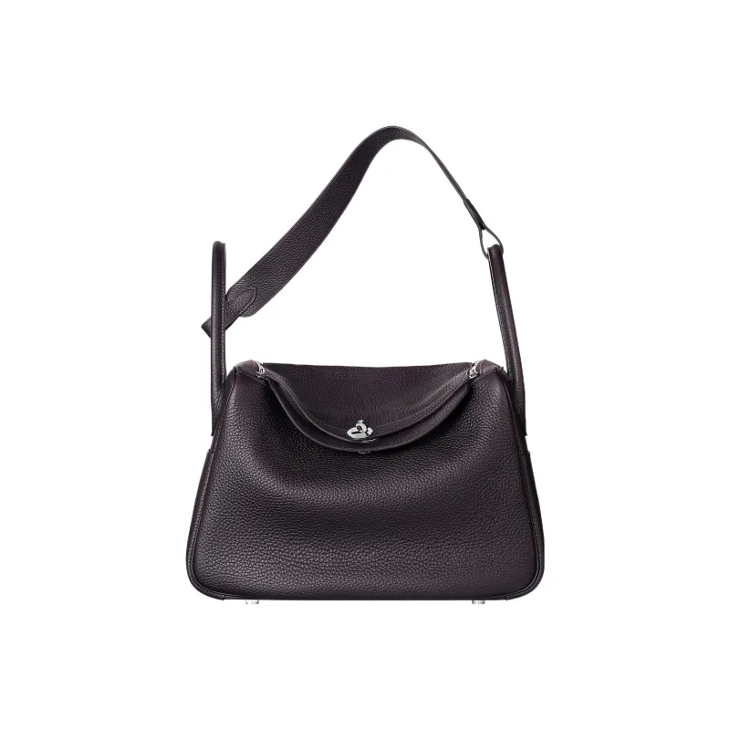 HERMES Lindy Taurillon Clemence Leather Handbag Shoulder Bag Women's 3W Prunoir Dark Reddish Purple-0