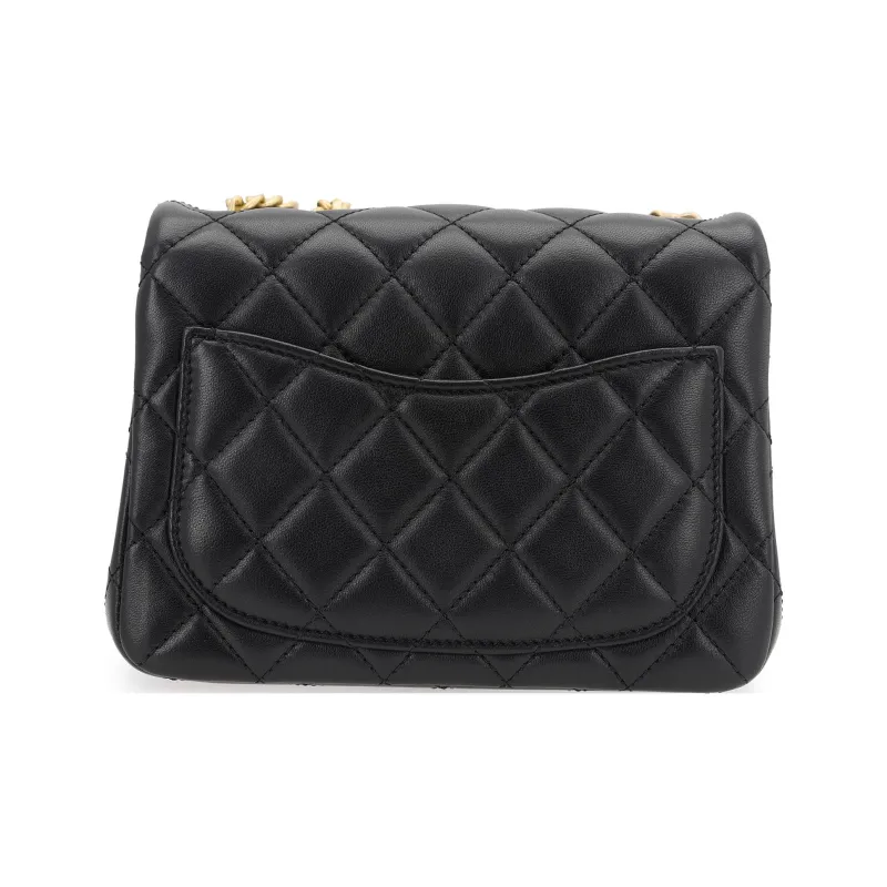 CHANEL Sheepskin Mini Square Flap Bag Chain Bag, Shoulder Bag, Crossbody Bag Mini Women's Black-2