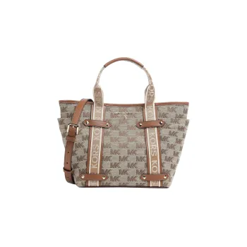 MICHAEL KORS Maeve Cotton Shoulder Bag Crossbody Bag Handbag Women's Beige/Ebony