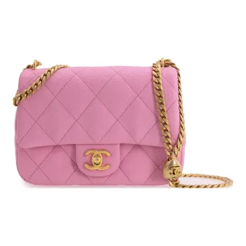 CHANEL Grain Embossed Cow Leather Flap Bag, Shoulder Bag, Crossbody Bag Medium Size Women's Pink