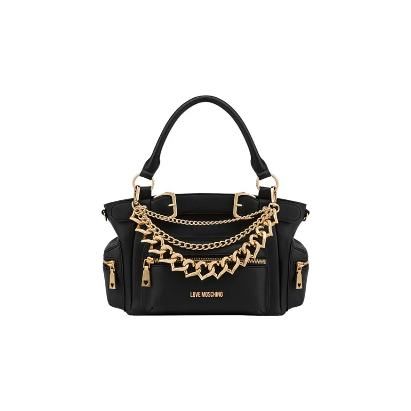 LOVE MOSCHINO Polyurethane Shoulder Bag, Crossbody Bag, Handbag Women's Black-0
