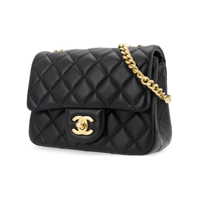 CHANEL Sheepskin Mini Square Flap Bag Chain Bag, Shoulder Bag, Crossbody Bag Mini Women's Black-1
