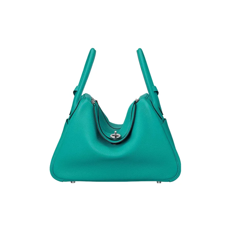 HERMES Lindy Taurillon Clemence Leather Handbag Shoulder Bag Women's 7F Bleu Paon Peacock Blue-1