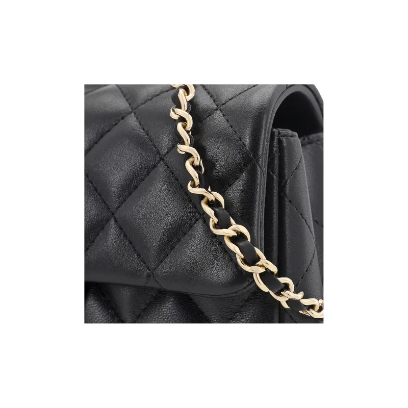 CHANEL Classic Flap CF Lambskin Flap Bag, Handbag, Shoulder Bag, Crossbody Bag Mini Women's Black-4