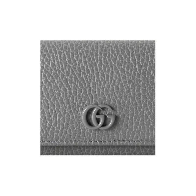 GUCCI GG Marmont Leather Trifold Wallet Medium Size Women's Gray-4