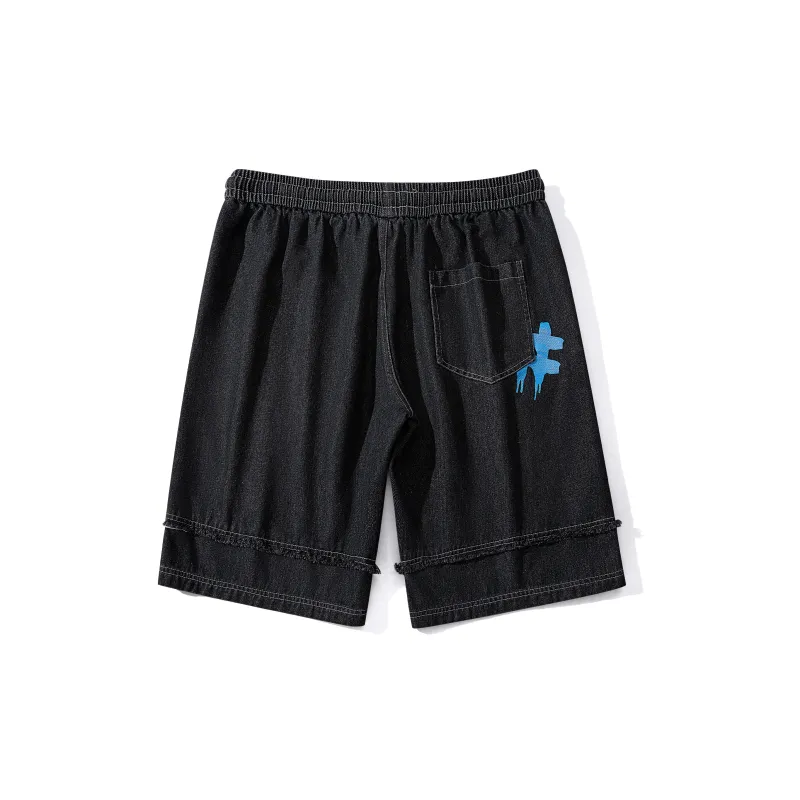 BEENTRILL Denim Shorts Unisex Black-1
