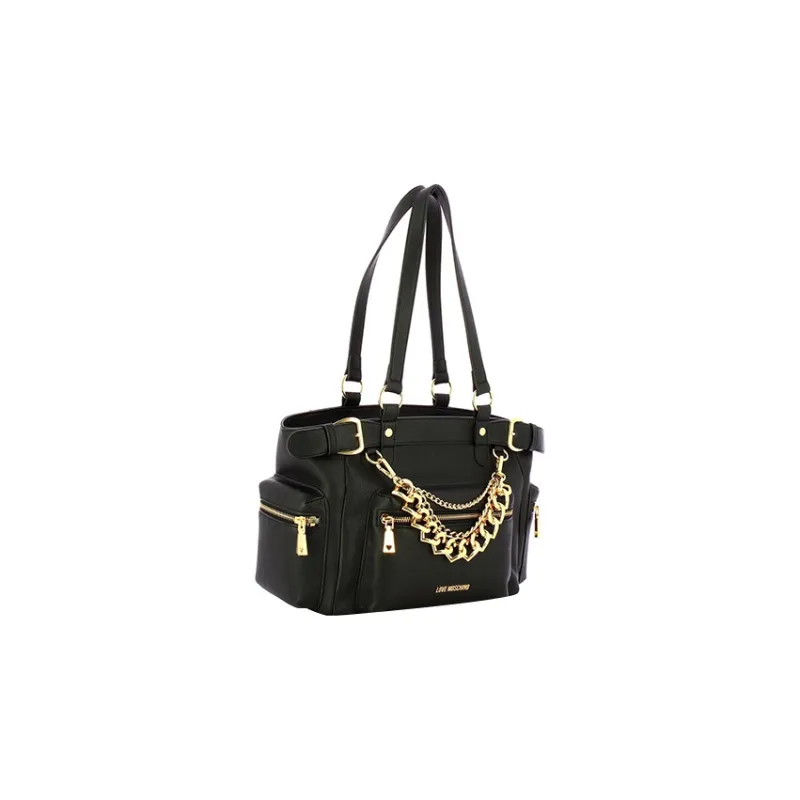 LOVE MOSCHINO Polyurethane Handbag, Shoulder Bag Women's Black-1