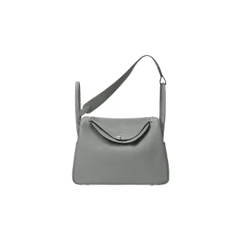 HERMES Lindy Taurillon Clemence Leather Handbag Shoulder Bag Women's 4Z Gris Mouette Gull Gray