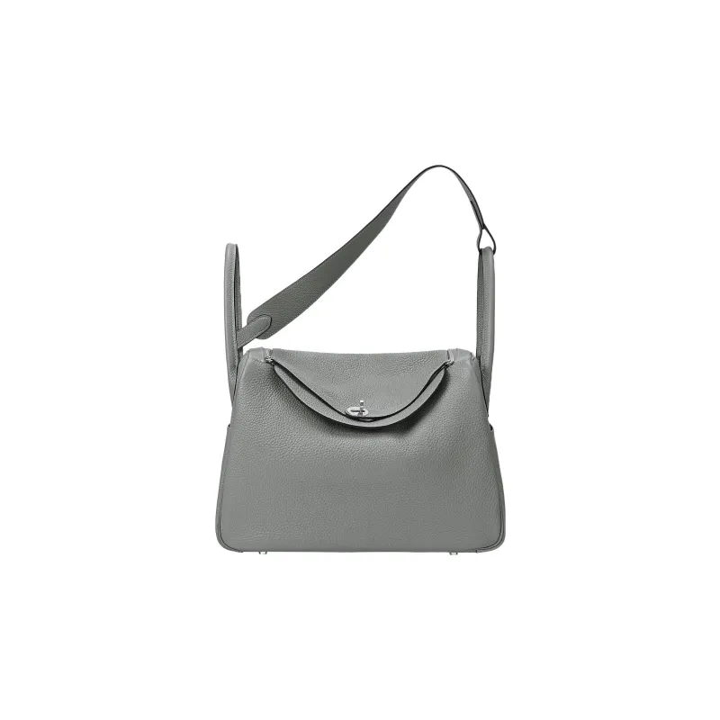 HERMES Lindy Taurillon Clemence Leather Handbag Shoulder Bag Women's 4Z Gris Mouette Gull Gray-0