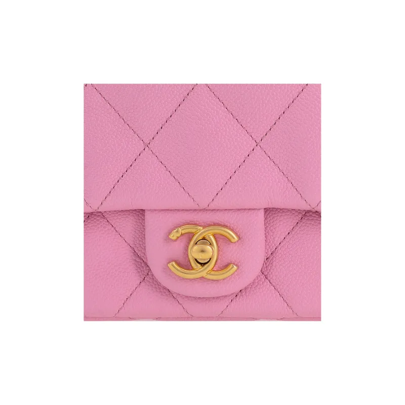 CHANEL Grain Embossed Cow Leather Flap Bag, Shoulder Bag, Crossbody Bag Medium Size Women's Pink-4