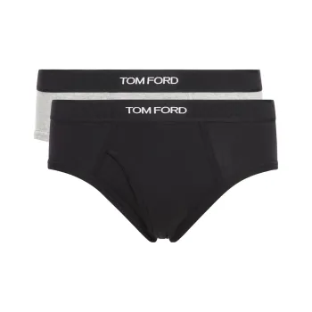 TOM FORD Logo waist Cotton Briefs Pack Of Two