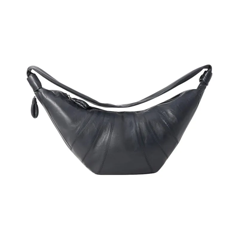 Lemaire Lambskin Croissant Bag Goat Horn Bag Slogan Bag Shoulder Bag Crossbody Bag Large Size Unisex Dark Gray-0