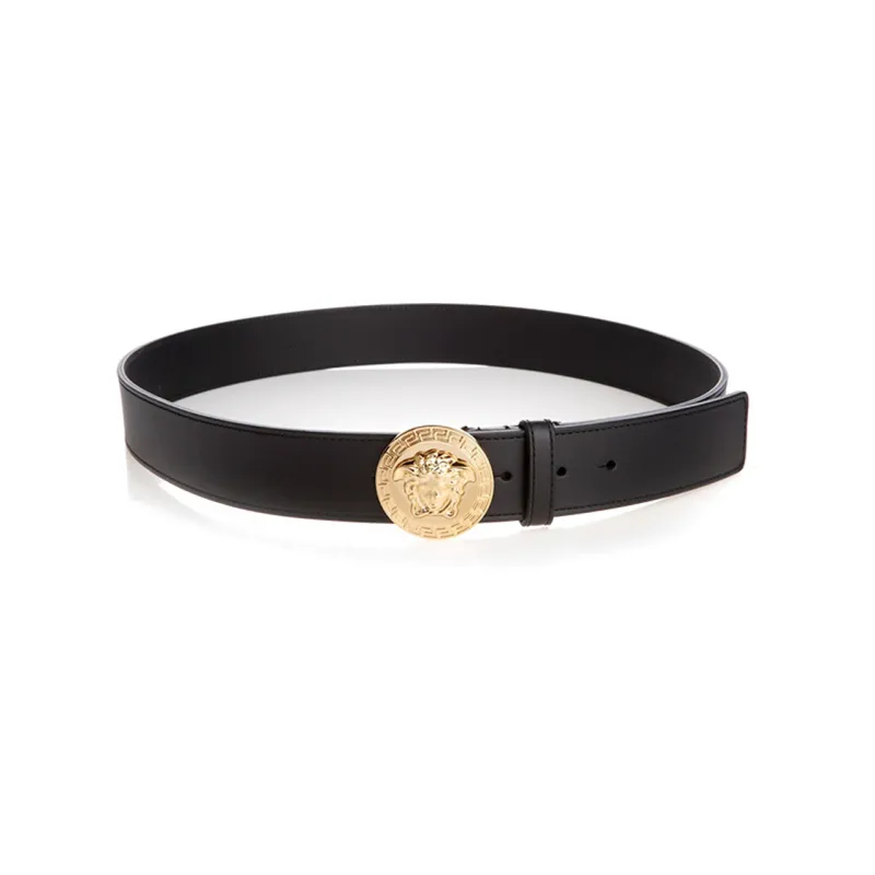 VERSACE Leather Belts Men Black-3