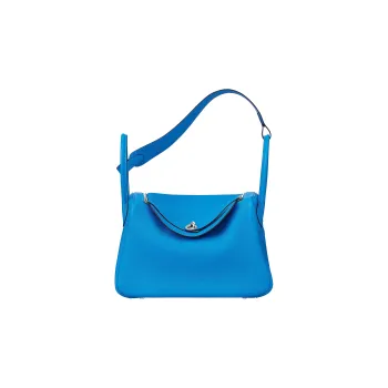HERMES Lindy Clemence Bullock Leather Handbag Shoulder Bag Women's B3 Bleu Zanzibar Tanzanian Blue