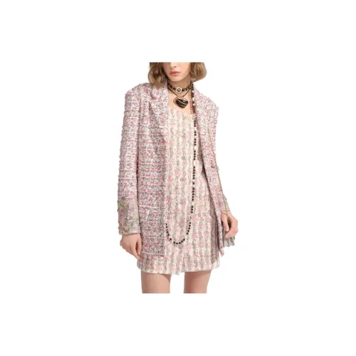 CHANEL Long-Sleeved Dresses Women's Pink