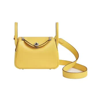 HERMES Lindy Swift Calfskin Handbag Shoulder Bag Crossbody Bag Mini Women's 9OJaune De Naples Naples Yellow