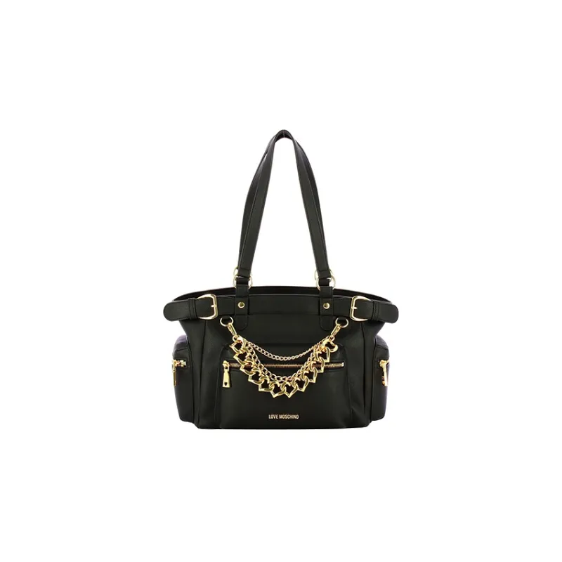 LOVE MOSCHINO Polyurethane Handbag, Shoulder Bag Women's Black-0