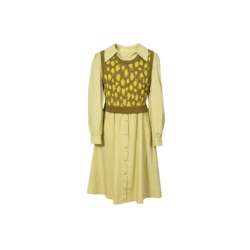 SEIFINI Long-Sleeved Dresses Women's Mustard Yellow