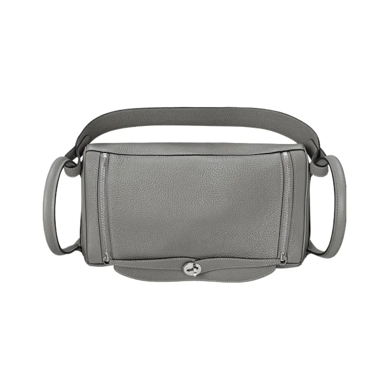 HERMES Lindy Taurillon Clemence Leather Handbag Shoulder Bag Women's 4Z Gris Mouette Gull Gray-3