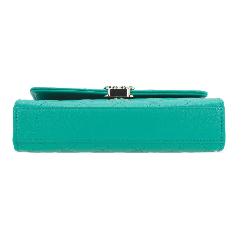 CHANEL 23P SS Caviar Cow Leather Flap Bag Handbag, Shoulder Bag, Crossbody Bag Trumpets Women's Green-3