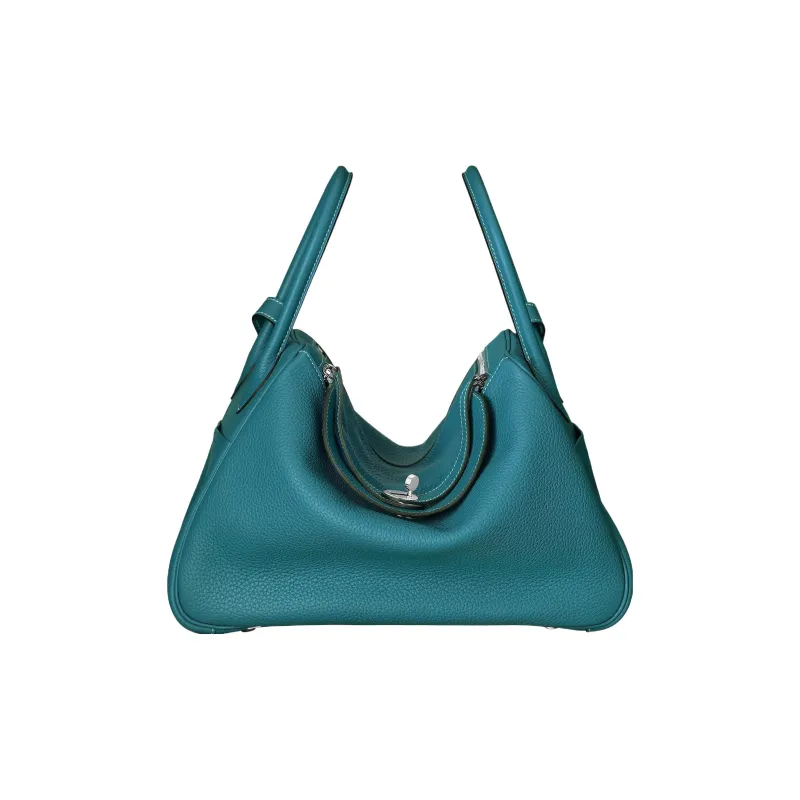 HERMES Lindy Taurillon Clemence Leather Handbag Shoulder Bag Women's 75 Bleu Sapphire Denim Blue-1