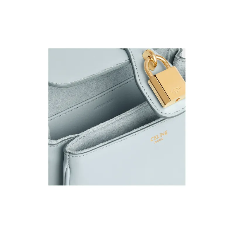 CELINE Tabou Smooth Calf Leather Shoulder Bag Crossbody Bag Handbag Mini Women's Light Blue-3