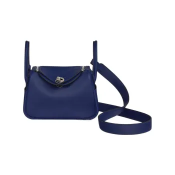 HERMES Lindy Swift Calfskin Handbag Shoulder Bag Crossbody Bag Mini Women's 73 Bleu Saphir Sapphire Blue