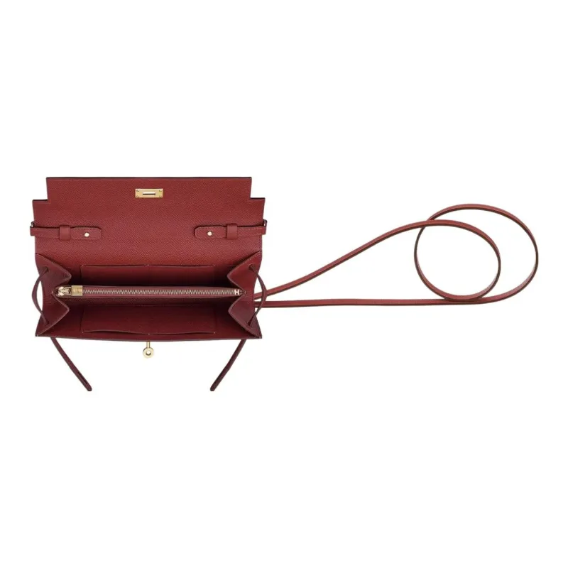 HERMES Kelly To Go Epsom Calfskin Crossbody Bag Shoulder Bag Women's K1 Rouge Grenade Garnet Red-2