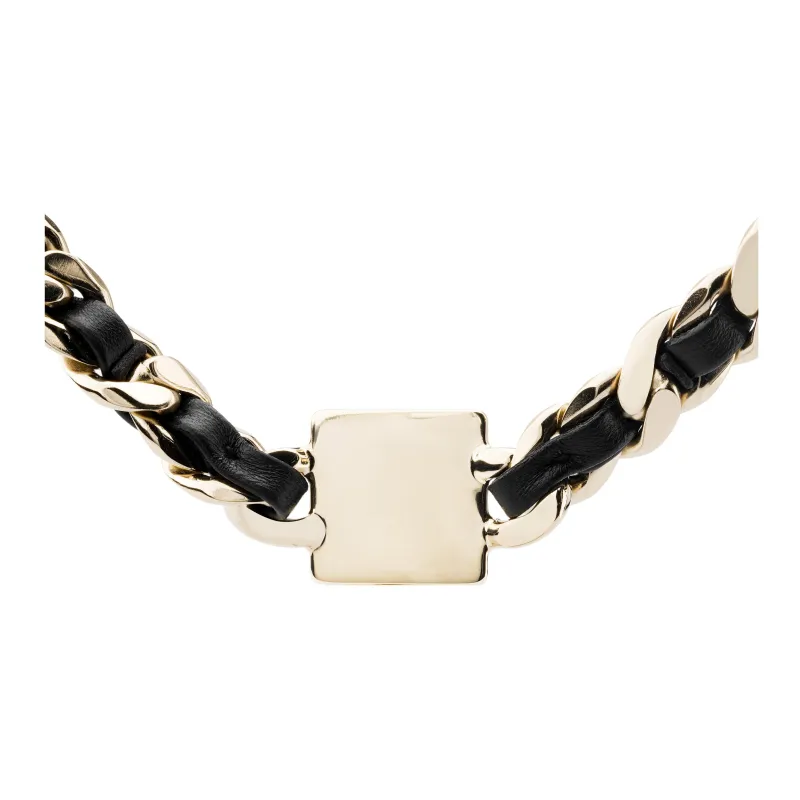 CHANEL Leather Necklaces Women's Black/Gold-1