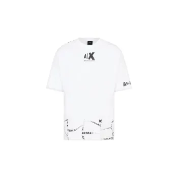 ARMANI EXCHANGEAE Letter Print Crew Neck Short Sleeved T Shirt T Shirt Men's White