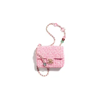 CHANEL Twill Soft Woolen Flap Bag, Shoulder Bag, Crossbody Bag Mini Women's Pink