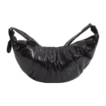 Lemaire Cotton Croissant Bag Goat Horn Bag Slogan Bag Shoulder Bag Crossbody Bag Large Size Women's Black