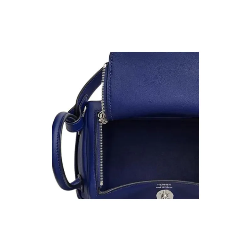 HERMES Lindy Swift Calfskin Handbag Shoulder Bag Crossbody Bag Mini Women's 73 Bleu Saphir Sapphire Blue-3