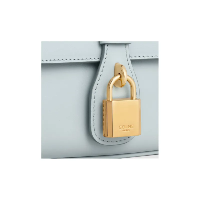 CELINE Tabou Smooth Calf Leather Shoulder Bag Crossbody Bag Handbag Mini Women's Light Blue-4