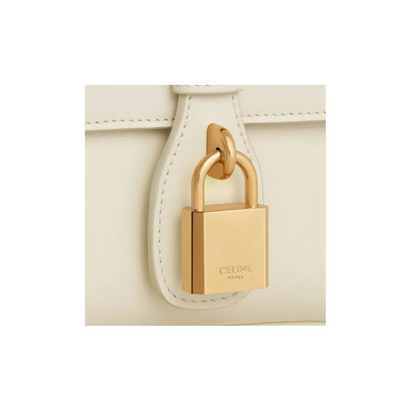 CELINE Tabou Smooth Calf Leather Shoulder Bag Crossbody Bag Handbag Mini Women's Pearl White-3