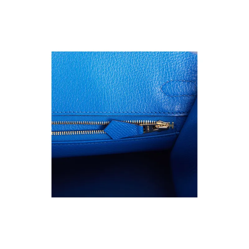 HERMES Birkin Epsom Leather Handbag Women's 71 Bleu France French Blue-8