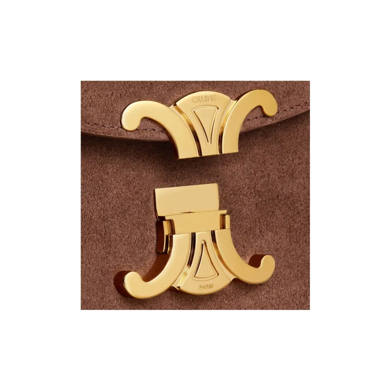 CELINE Triomphe Velvet With Calfskin And Suede Messenger Bag, Shoulder Bag, Crossbody Bag Regular Women's Brown-4