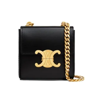 CELINE Triomphe Calfskin With Lambskin Shoulder Bag, Crossbody Bag Mini Women's Black