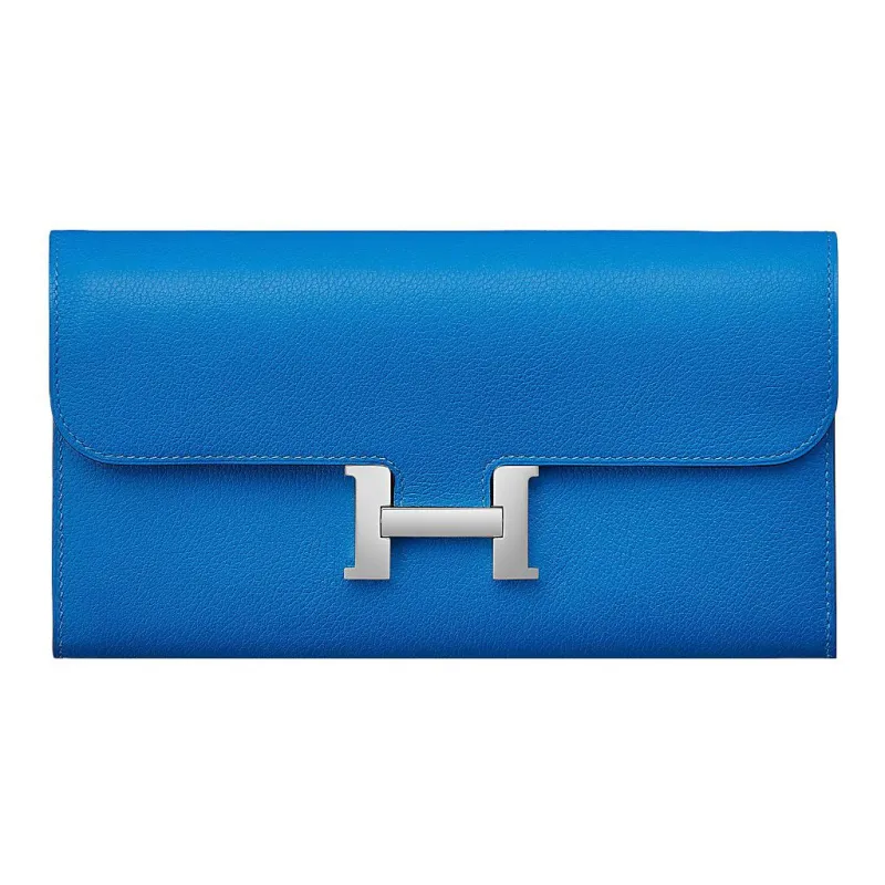 HERMES Constance Evercolor Cow Leather KangKang Wallet Women's T7 Bleu Hydra Mermaid Blue-0