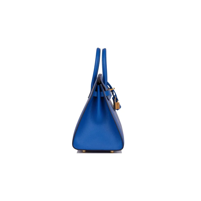 HERMES Birkin Epsom Leather Handbag Women's 71 Bleu France French Blue-3