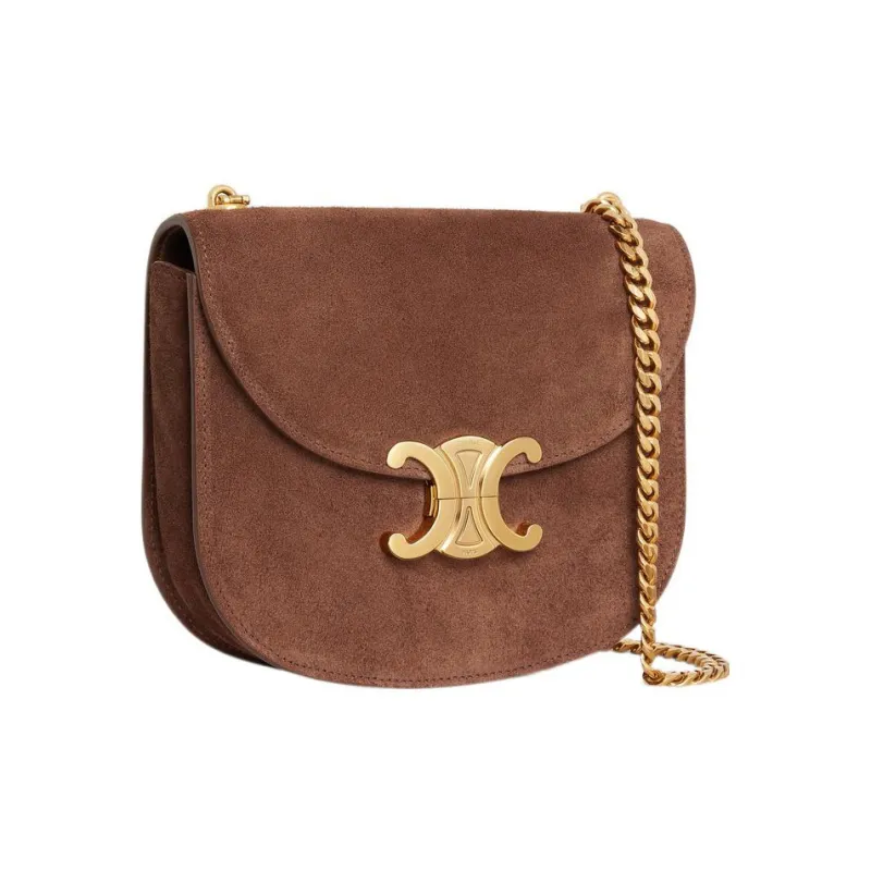 CELINE Triomphe Velvet With Calfskin And Suede Messenger Bag, Shoulder Bag, Crossbody Bag Regular Women's Brown-1