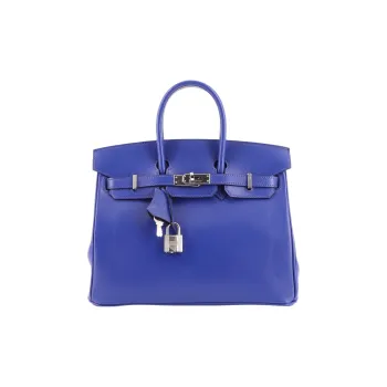 HERMES Birkin Tadelakt Calfskin Handbag Women's Electric Blue