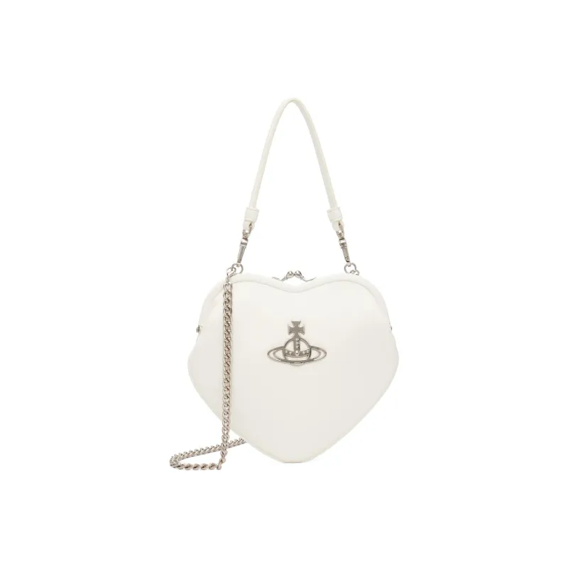 Vivienne Westwood Cow Leather Shoulder Bag, Crossbody Bag, Handbag Regular Women's White-0