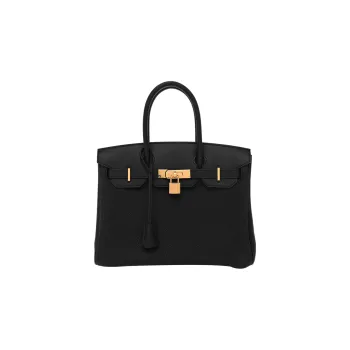 HERMES Birkin Togo Calfskin With Canvas And Swift Leather One Shoulder Handbags Unisex Black