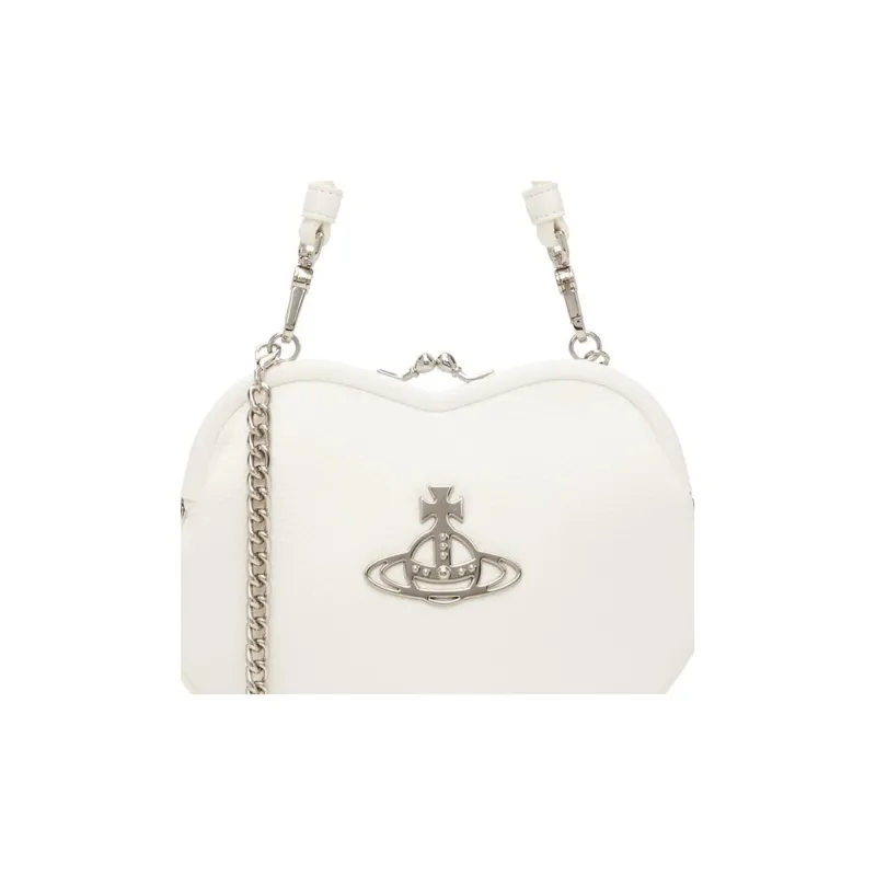 Vivienne Westwood Cow Leather Shoulder Bag, Crossbody Bag, Handbag Regular Women's White-3