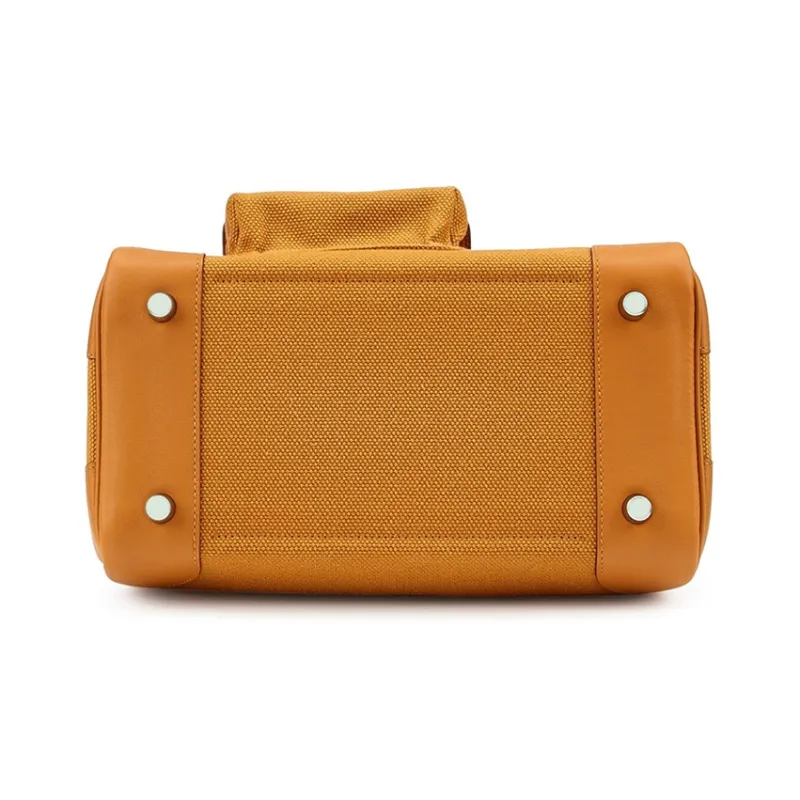 HERMES Birkin Canvas With Swif Cow Leather Birkin Bag Handbags Unisex Sand Yellow/Sesame Color-4