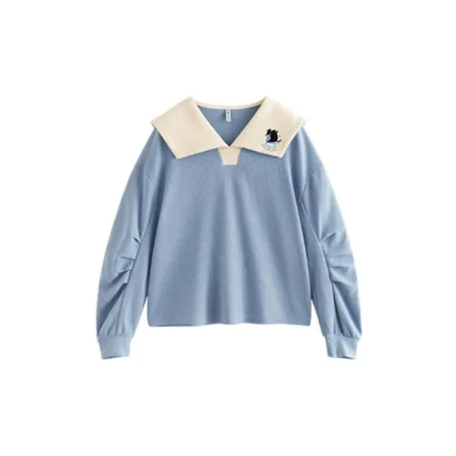 Inman X Momo Black Co-branded Sweatshirts Women's Gray Blue