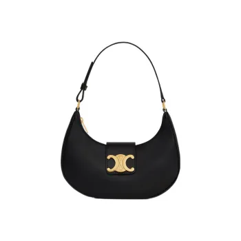 CELINE AVATriomphe Smooth Calf Leather Handbags Shoulder Bags Women's Black